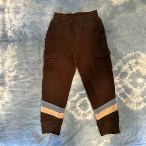 Hanna Andersson Boys Size 5 Black Cargo Sweatpants | Blue and Gray Stripe | EUC